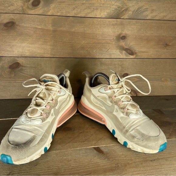 nike air max 270 react womens size 8 shoes beige athletic running sneakers - Picture 3 of 8